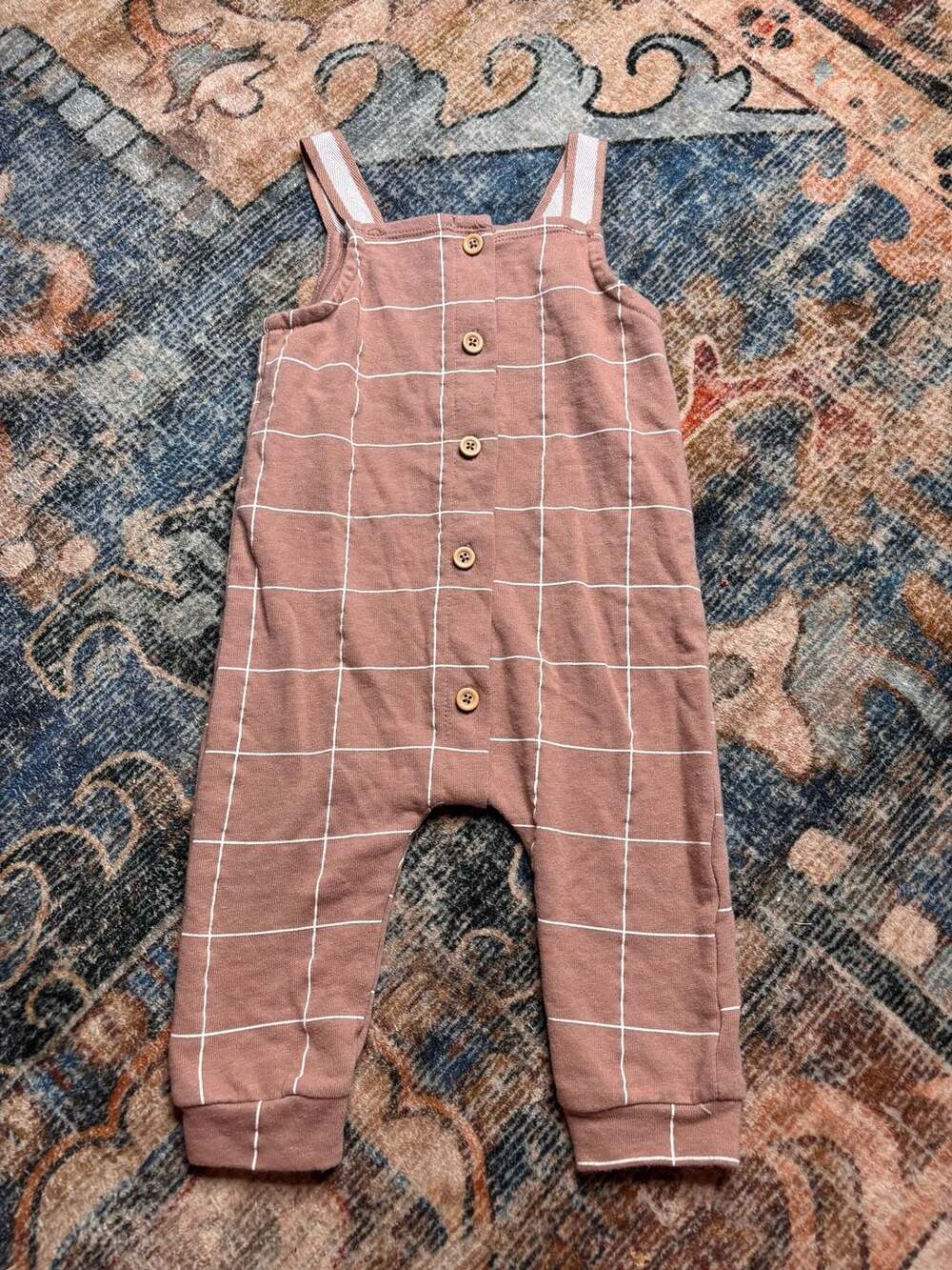 Grayson Collective Baby Windowpane Print Sweat Romper